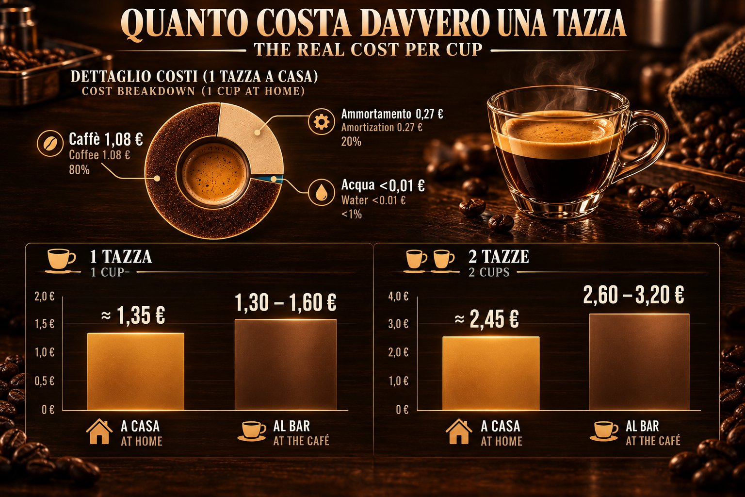 Infografica bilingue — i dati in un colpo d'occhio. La stessa immagine vale per la versione italiana e inglese.